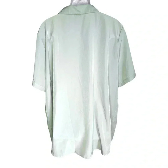 Only Necessities 3X Button Down Short Sleeve Blouse - Light Green - Picture 6 of 7